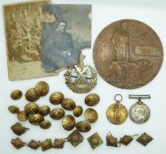 British Army WWI medals comprising War Medal and Victory Medal named to 1593 Pte M Lamont, Cameron