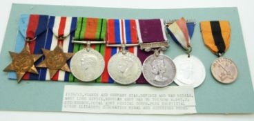 British Army WWII medals comprising 1939/1945 Star, France & Germany Star, Defence Medal, War