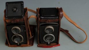 Two Rolleicord TLR cameras, one serial numbered 612084 with Carl Zeiss lenses