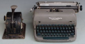 Protectograph Model G cheque protector by Halsby & Co and a vintage Remington Office - Riter