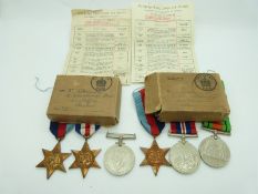 British Army WWII boxed medals comprising 1939/1945 Star, France & Germany Star and War Medal