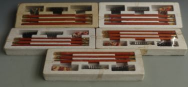 Five 12 bore shotgun cleaning kits, all in original packaging.