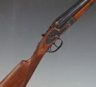 Laurona 12 bore side by side sidelock ejector shotgun with named and engraved lock, engraved trigger
