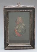 Framed painted wax profile bust of Admiral Nelson, 11x15cm