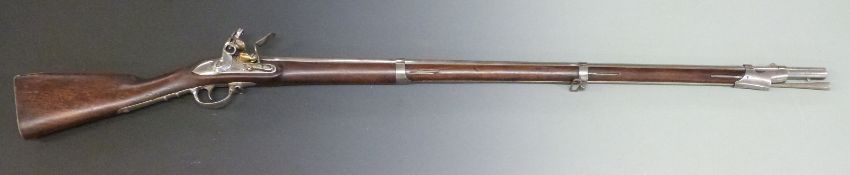 Italian 19thC model 1823 flintlock hammer action service musket with lock stamped 'FABB.A R.A IN