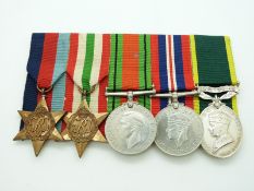 British Army WWII medals comprising 1939/1945 Star, Italy Star, Defence Medal, War Medal and