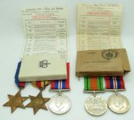 British Forces WWII boxed medals comprising War Medal and Defence Medal addressed to M Batory,