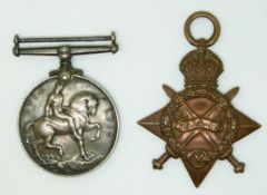 British Army WWI medals comprising War Medal and Victory Medal named to 13854 Pte J Wilkinson, South