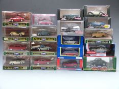 Eighteen Corgi diecast model vehicles including Detail Cars, Classic Models, Saloon Cars, James Bond