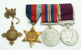 British Army WWII medals comprising 1939/1945 Star, War Medal and Long Service & Good Conduct