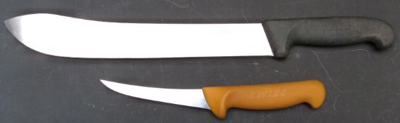 Victorinox butcher's steak knife and Wenger flexible boning knife