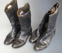 British Army two pairs of black leather cavalry boots, size 8