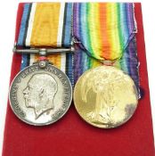 British Army WWI medals comprising War Medal and Victory Medal named to 107934 Pte Smith,