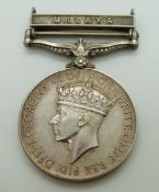 Royal Air Force General Service Medal with claps for Malaya, named to 3503670 ACI GH Pattle, RAF