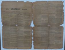 Framed edition of 'The Times' newspaper number 4298 dated October 3 1798, of Lord Nelson interest