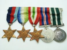 Royal Navy WWII medals comprising 1939/1945 Star, Atlantic Star, Italy Star, War Medal and Royal