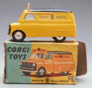 Corgi Toys diecast model Bedford AA Road Service Van with yellow body, black roof and grille and '