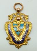 A 9ct gold and enamel Kent County Football Association medal, engraved verso Amateur Cup Winners