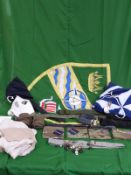 NATO and HQAFNW flags, RAF buttons, webbing belts, cleaning kit for .22-222 Rem etc