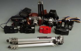 Olympus OM10 SLR camera with 50mm 1:1.8 lens, Voigtlander Vito C, further cameras, tripod etc