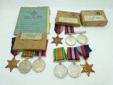 Royal Air Force WWII boxed medals comprising three sets of 1939/1945 Star, Defence Medal and War