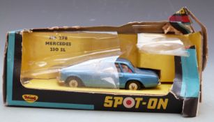 Tri-ang Spot-On diecast model Mercedes 230 SL with blue body and red interior, 278, in original box.