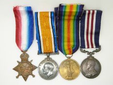 British Army WWI Royal Artillery military medal group named to 39526 Driver J Smith, RFA together