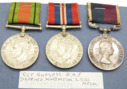 Royal Air Force WWII medals comprising Defence Medal, War Medal and Long Service & Good Conduct