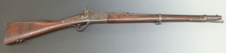 Peabody Martini action Egyptian .43 percussion hammer action carbine rifle with pop-up ladder