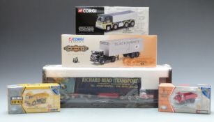 Five Corgi diecast model vehicles comprising Modern Trucks 1:50 scale Richard Read (Transport) ERF
