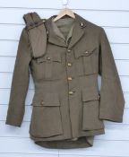 British Army officer's uniform with captain's rank and collar badges for 14th (King George's Own)