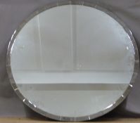 Art Deco style circular mirror with bevelled edge, 100cm diameter