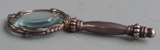 Hallmarked silver mounted magnifying glass, modern London marks with maker's mark WSG, overall