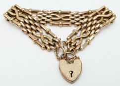 A 9ct rose gold gate bracelet with textured detail, 19.8g