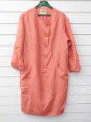 Vintage Hermes Paris silk and linen dress with gold tone buttons, size 44
