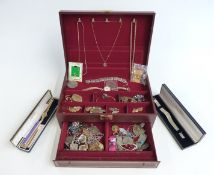 A collection of costume jewellery including silver watches, silver buckle ring, filigree bracelet,