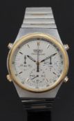 Seiko Quartz Chronograph gentleman's wristwatch ref. 7A38-7190 with day and date apertures, inset