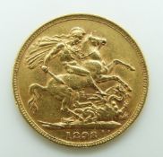 1892 Queen Victoria veiled head gold full sovereign