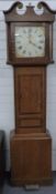 19thC longcase clock, the Roman dial with date aperture, the 30 hour movement striking on a bell, in