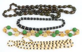 Art Deco jet necklace set with paste, bakelite necklace, bone and jet necklace etc