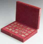 'The Empire Collection' cased set of 25 hallmarked silver gilt stamps, weight 470g
