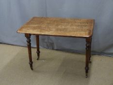 19thC oak drop leaf table with single drop leaf and turned legs, L98 x W min50 max72 x H75cm