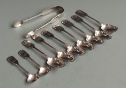 Quantity of Victorian Newcastle hallmarked silver cutlery including sugar tongs, caddy or sugar