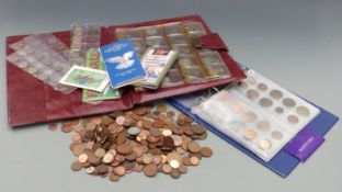 An amateur collection of UK and overseas coins, some in albums, Queen Victoria onwards, includes a