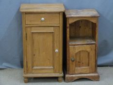 Two pine bedside cupboards, height of larger 78cm