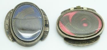 Two Victorian/ Edwardian silver clasps set with hair, one for the 41st Regiment of Foot inscribed '