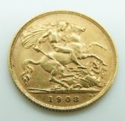 1908 Edward VII gold half sovereign