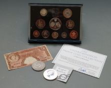 East Africa Currency Board Queen Elizabeth five shilling note, a 1998 silver Britannia, Royal Mint