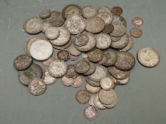 Approximately 352g of mixed silver UK coinage, largely pre 1947 with some pre 1920, George III