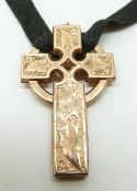 Victorian rose gold cross pendant